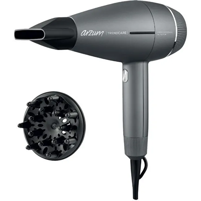 Trendcare Profesyonel Saç Kurutma Makinesi, AC Motor Gücü, 2100W, Antrasit
